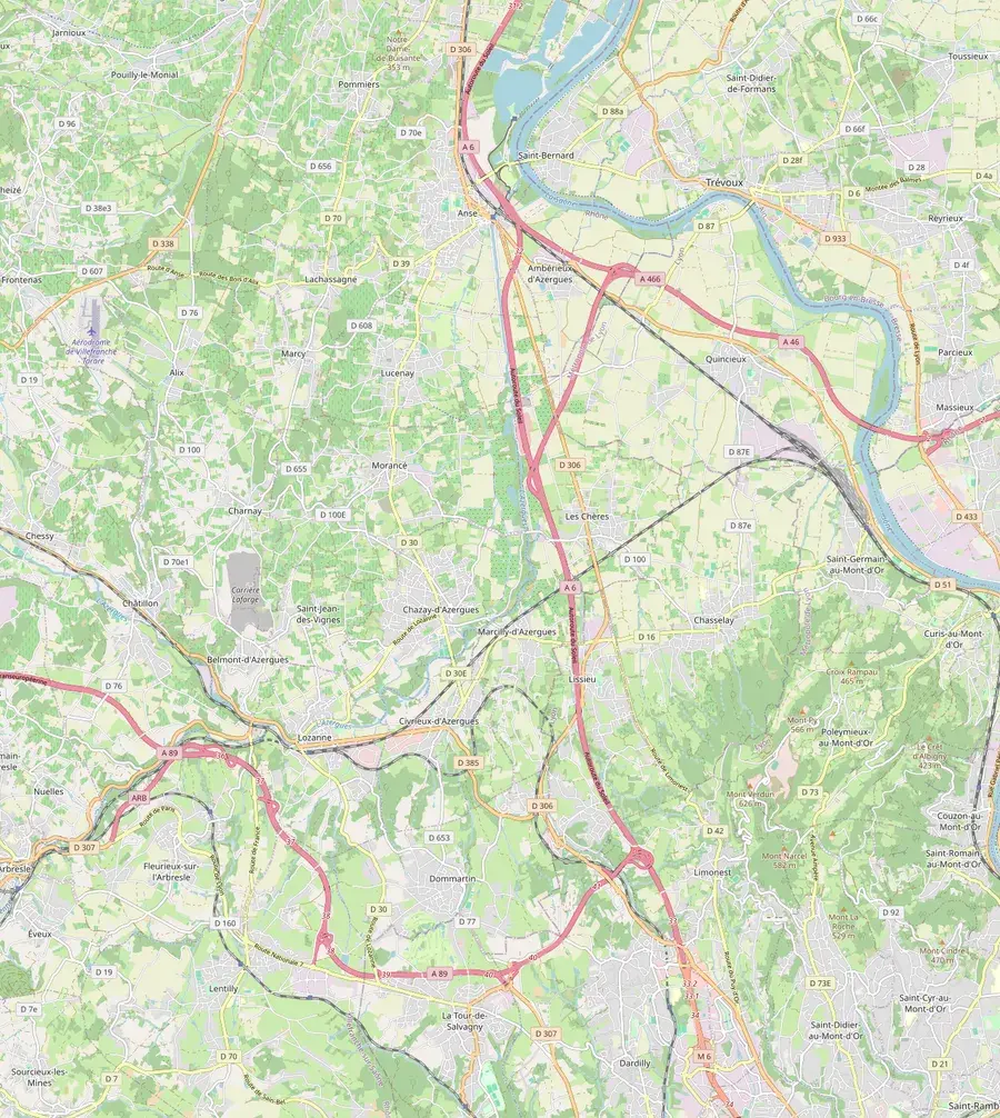 Carte du nord-ouest de Lyon : la tournée du jour entre sept écuries, de Dardilly à Anse